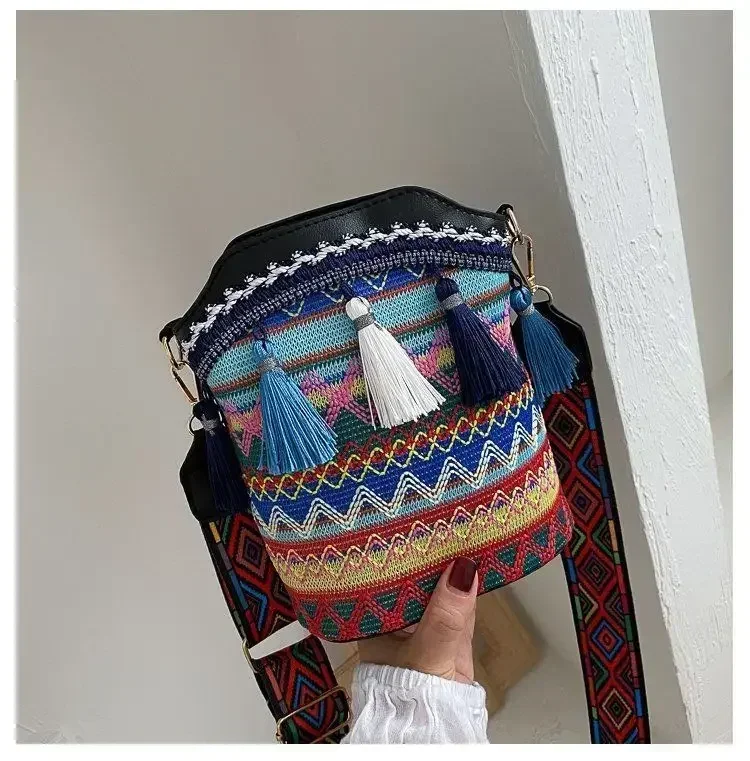 Vintage Women's Bag Tassel Ethnic Handwoven Crossbody for Lady Bag Hippie Sling Shoulder Bags for Ladies Handbag сумка женская 8