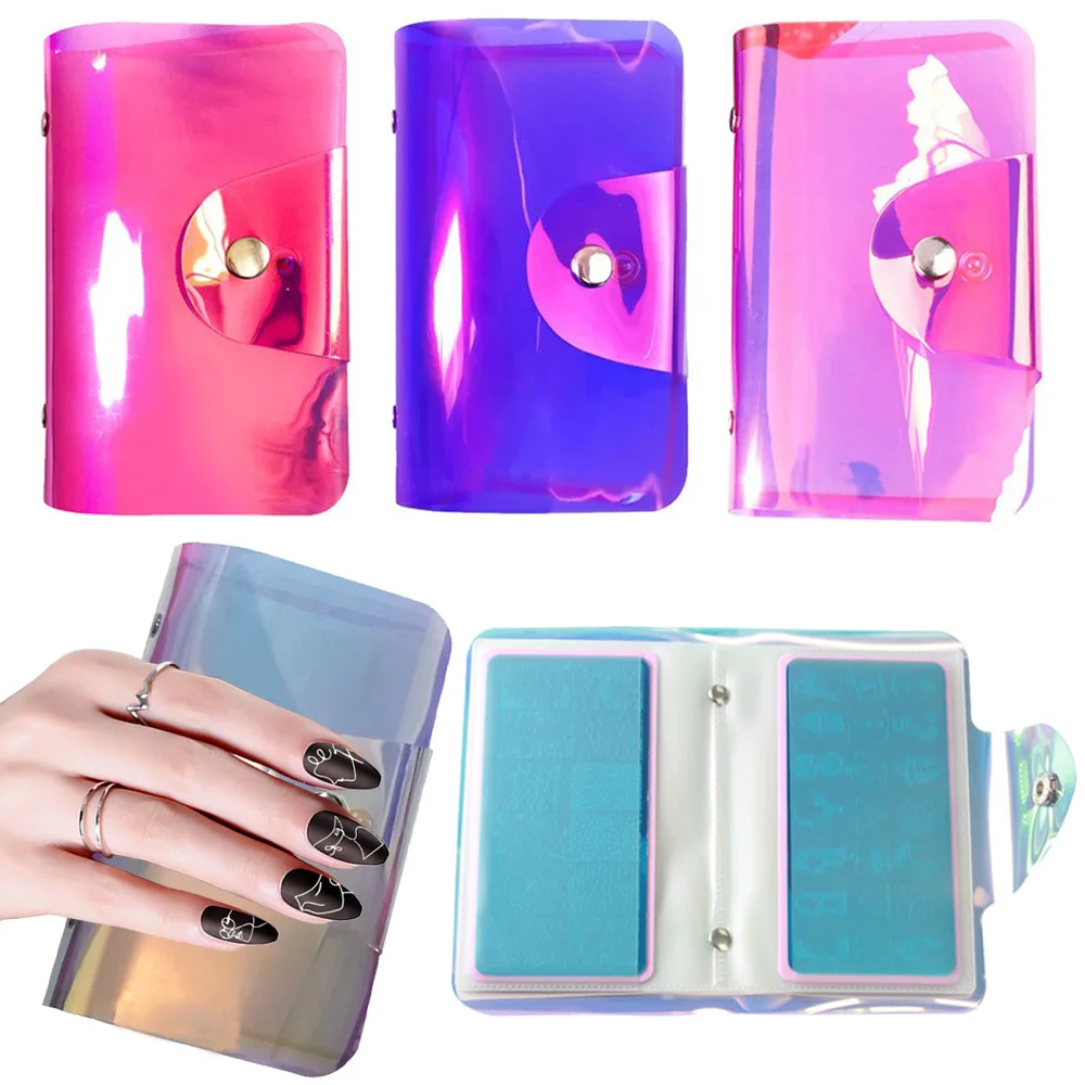 20Slot Trasparente Nail Stamping Supporto Per Piastra In Acciaio Organizzatore Rettangolare Nail Art Stamp Card Bag Stencil Album Storage 6*12Cm