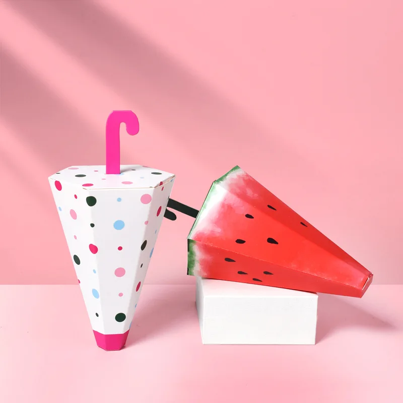 

50pcs/set Paper Cartoon Umbrella Candy Gift Box Snack Packaging Colorful Cute Birthday Party Gift Decor Blind Box Wholesale Bag