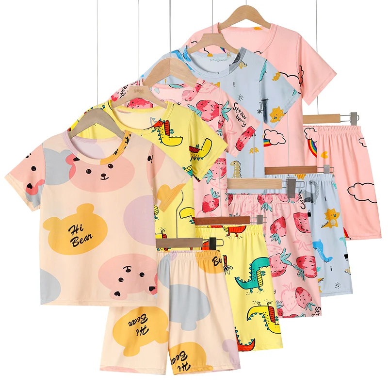 4/2 Pcs Summer Children’s Printed Cute Suit Boy Casual Joker Binosaur Short Sleeve Girl Sweet And Comfortable Shorts Home Clothe 4/2 Pcs Summer Children’s Printed Cute Suit Boy Casual Joker Binosaur Short Sleeve Girl Sweet And Comfortable Shorts Home Clothe