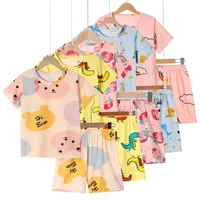 4/2 Pcs Summer Children’s Printed Cute Suit Boy Casual Joker Binosaur Short Sleeve Girl Sweet And Comfortable Shorts Home Clothe