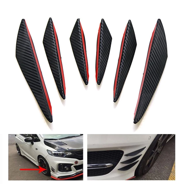 6 Stück Auto Spoiler Canards passen Front stoßstange Lippen Splitter Fin  Luft messer Auto Body Kit Valenz Kinn Zubehör schwarz/Kohle faser