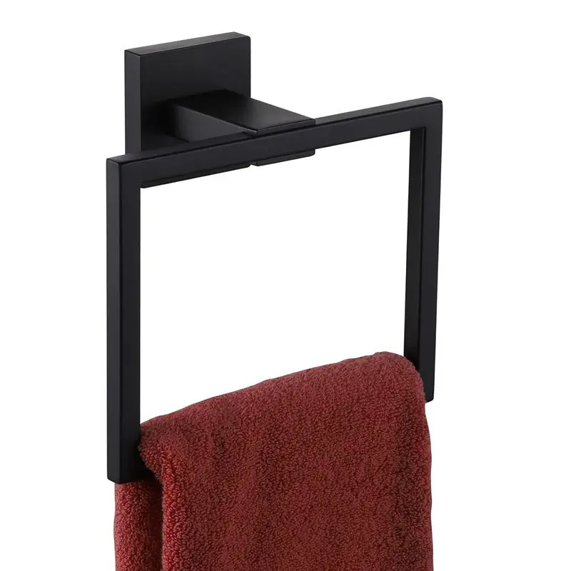 Black Stainless Steel Nordic Square Household Towel Ring, Towel Hanging Ring, Towel Towel Rack, Bathroom Towel Ring