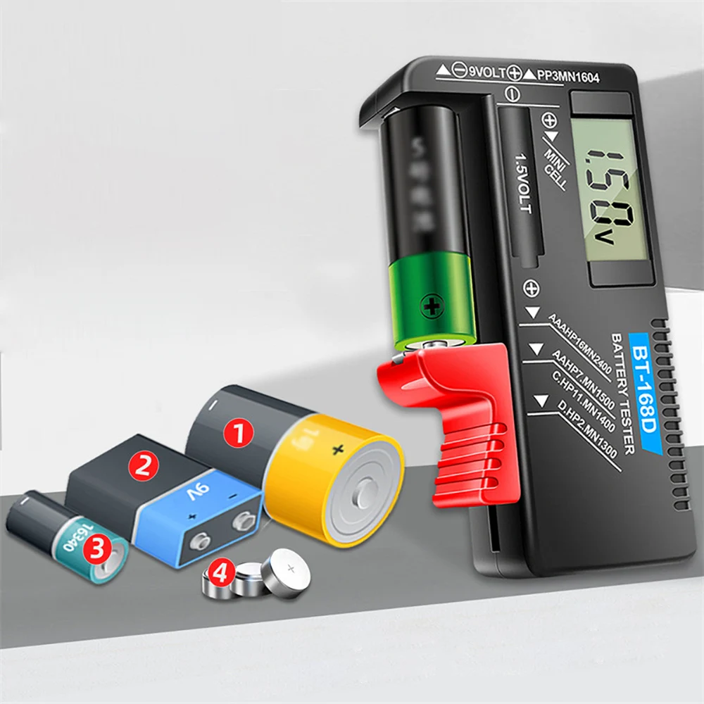 5PCS Battery Tester For AA AAA D C 9V Button Battery All in 1 Battery Checker - 5