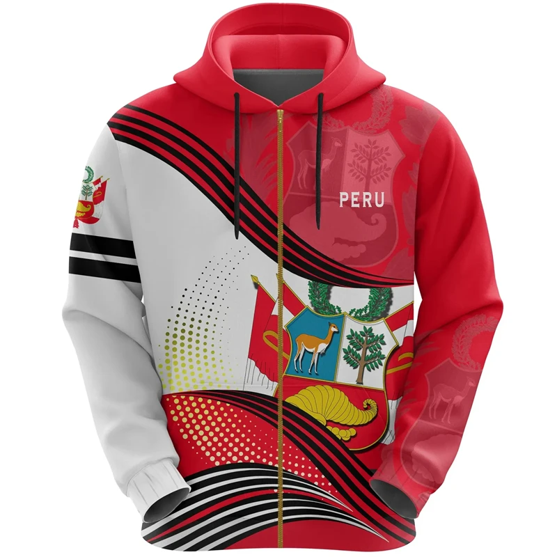 thumbnail image 1 of Sudadera con capucha con estampado 3D del emblema de la bandera de Perú para hombre, ropa de calle de gran tamaño, moda masculina, sudaderas holgadas para niño, 1 of 4