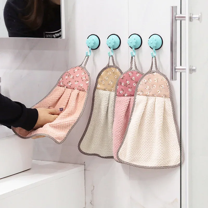 

Coral Velvet Bathroom Supplies Soft Hand Towel Absorbent Cloth Dishcloths Hanging Kitchen Accessories 30*40cm