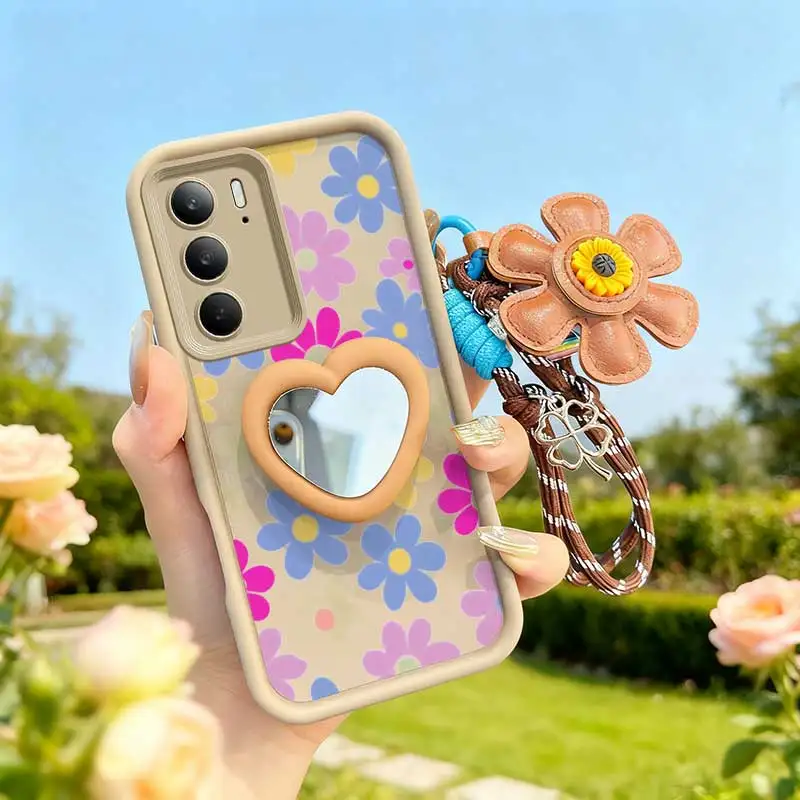 Cartoon Flower Phone Case Set with Lanyard and Craft Embellishments – 3 Piece Set
