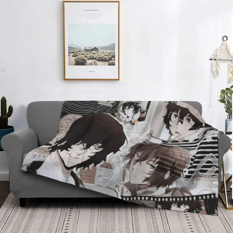 

Dazai Aesthetic Chuuya Anime Blanket Fleece Print Bungou Stray Dogs Breathable Soft Throw Blankets Bed Office Plush Thin Quilt