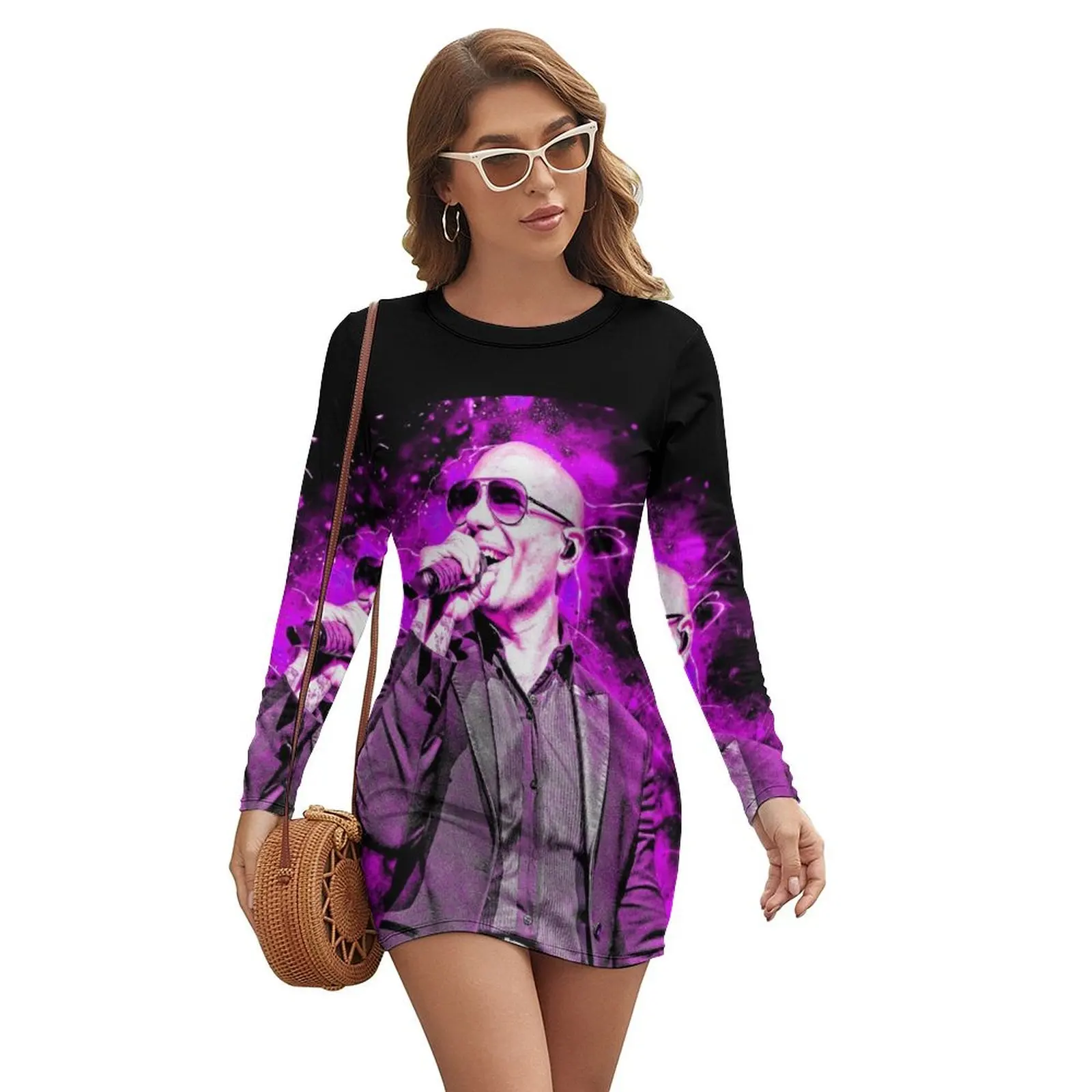 

Pitbull Mr.Worldwide Long-sleeved Dress bandage dress Woman clothing