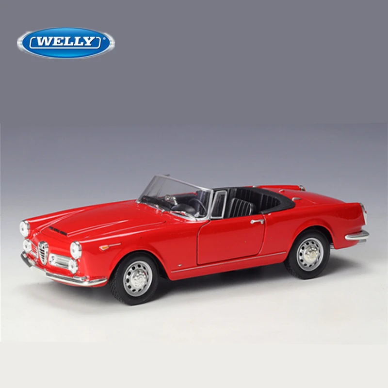 

Модель автомобиля WELLY 1:24 Alfa Romeo 2600 Spider из сплава, литой металлический классический спортивный автомобиль, Коллекционная модель, подарок для детей