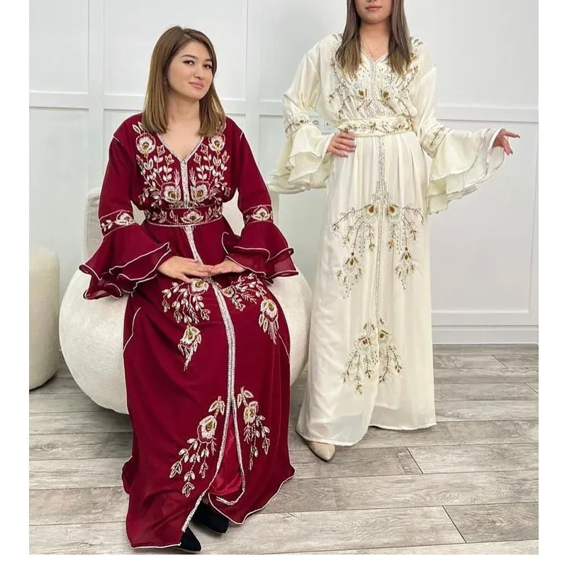 Abito Da Sposa Africano Caftano Dubai Moda Reale Marocchino Rosso