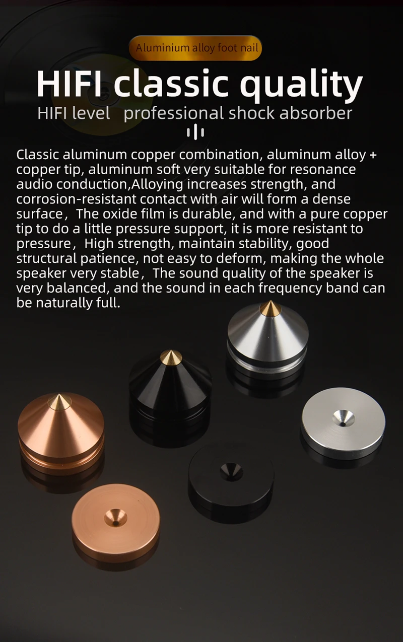 Description Picture 2 of itemHIFIDIY LIVE 4PCS 4Sets speaker Stand Feet Foot Pad aluminium alloy metal Spikes Cone Floor Foot Nail M23*20