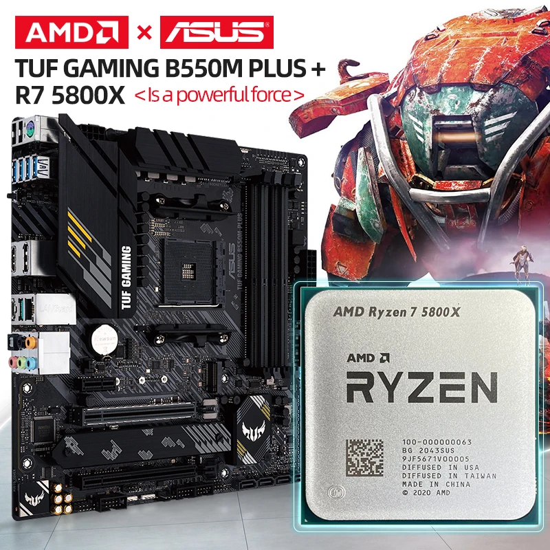 Amd New Ryzen 7 5800x R7 5800x Cpu + Asus Tuf Gaming B550m Plus Atx