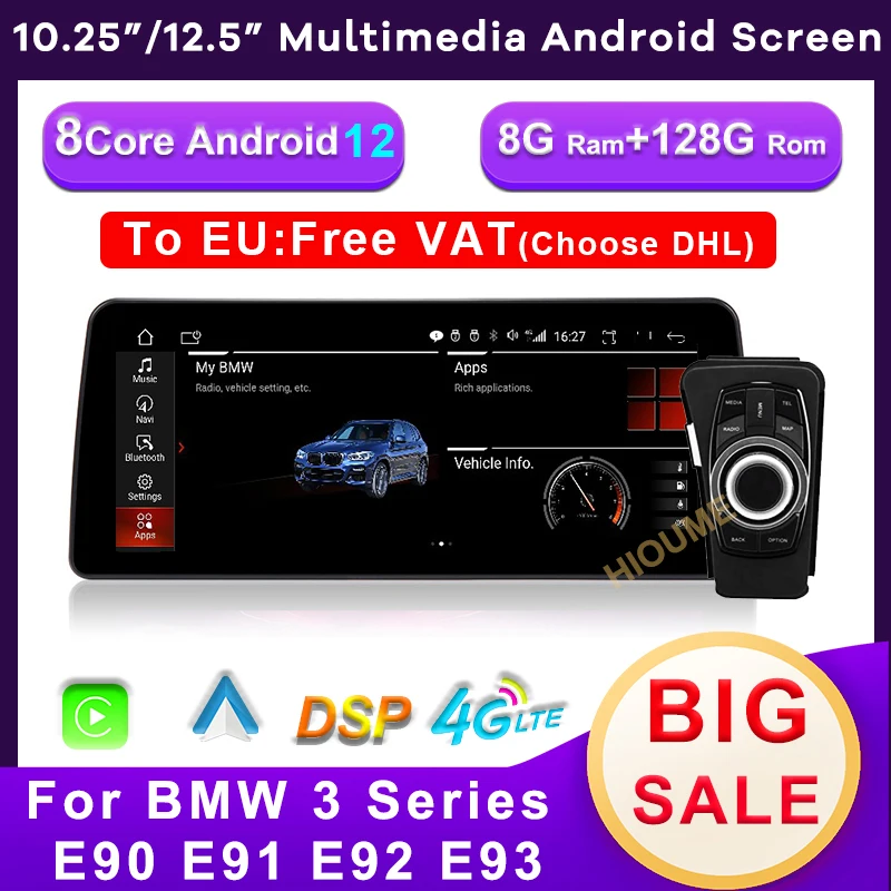 

10.25" / 12.5" 8Core 8G+128G Android 12 Car Multimedia Player GPS Radio for BMW 3 Series E90 E91 E92 E93 2005-2012 Stereo Video