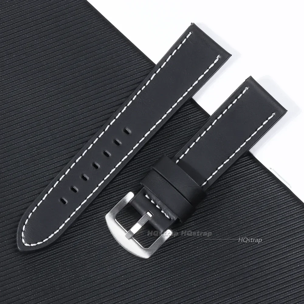 Vintage Matte Genuine Leather Watchband Strap in Black, Blue, or Brown