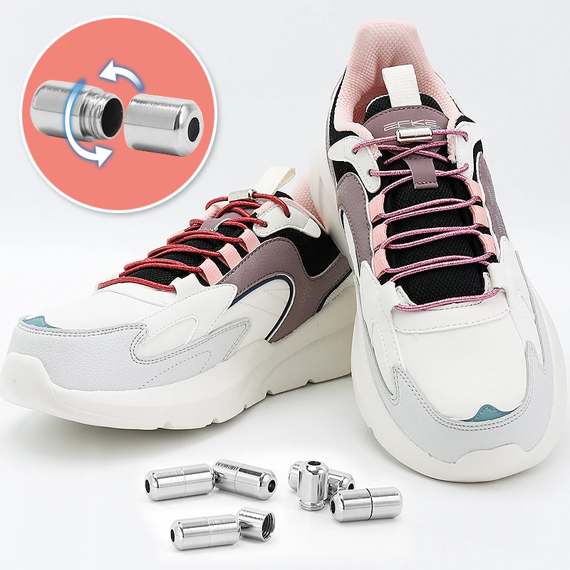 

Round Shoelaces Without Ties Aluminum Capsule Lock Glitter Elastic Laces Sneakers Strap Sport Shoestring Casual Shoes Accessorie