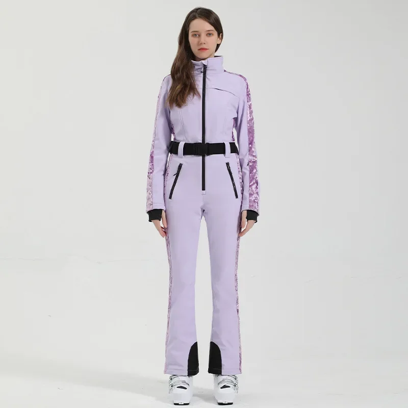 Winter One-Piece Ski Suit Warm Fitting Women Outdoor Snowboard Jacket Warm Overalls Windproof Waterproof Jumpsuits Ski Set