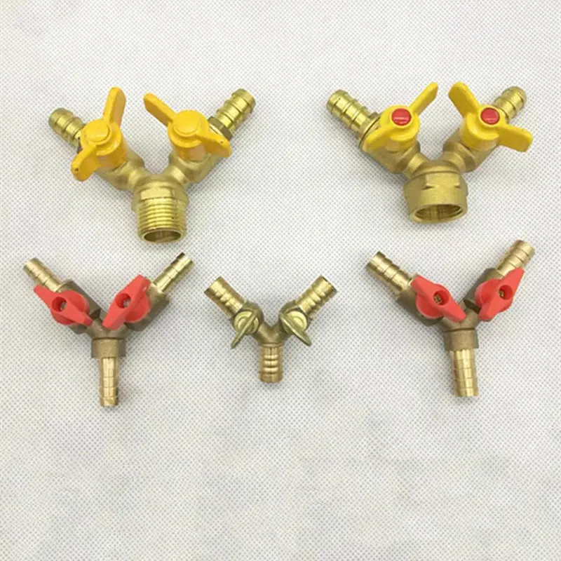 

6 8 10 12mm Hose Barb Y Type Three 3 Way Brass Shut Off Ball Valve Pipe Fitting Connector Adapter For Fuel Gas Water Oil Air