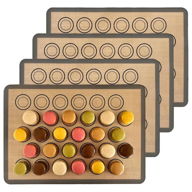 4 Pezzi Di Tappetini Da Forno Macaron Fogli Da Forno In Silicone Macaron Con Cerchi Guida Di Dimensioni Per Macarons E Cook Perfetti