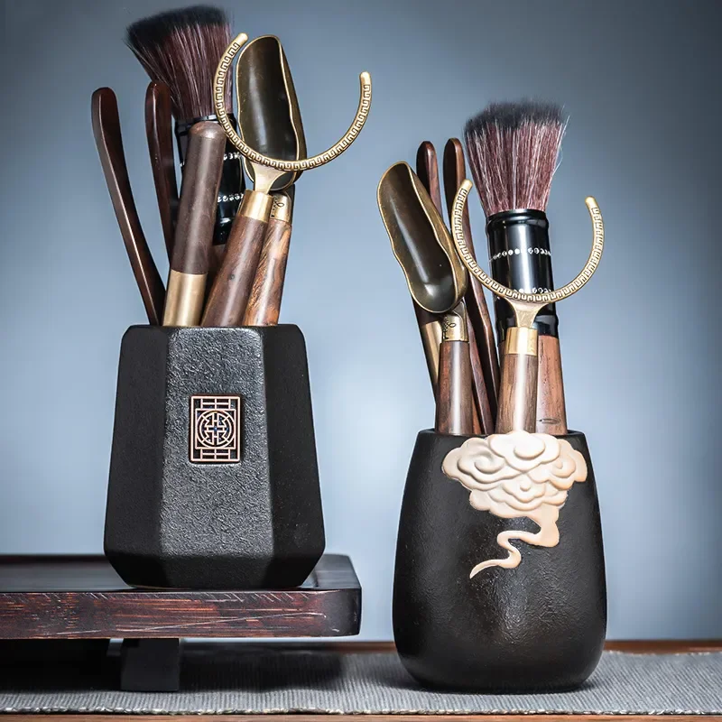 Tea Ceremony Tools Tea Set Deluxe Tea Tool Set Ceramic Kung Fu Tea Knife Needle Wooden Making Accessories for Traditional Ceremony