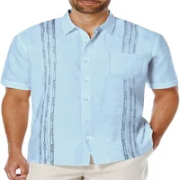 2024 Men's Cotton and Linen Cuban Guayabera Shirt Fashion Casual Popular Business Short Sleeve Button Shirt Summer Beach Top 1