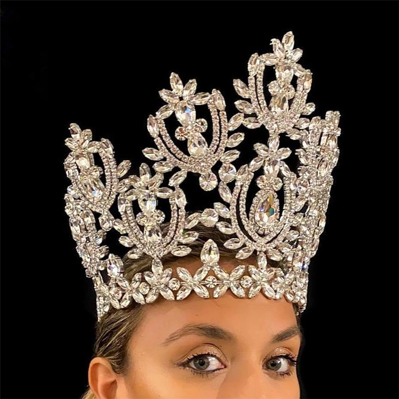 

Super Big Luxury Geometry Rhinestone Queen Crown Exaggerated Fashion Premium Grace Evening Dress Accessories Factory Wholesale