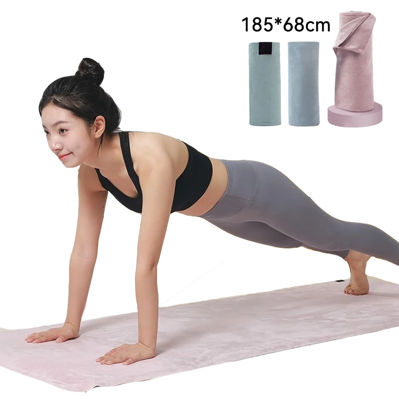 Double Side Microfiber Non-Slip Sweat-Absorbent Yoga Mat Towel Thicked Sports Fitness Gym Exercise Pilates Blanket 185*68cm