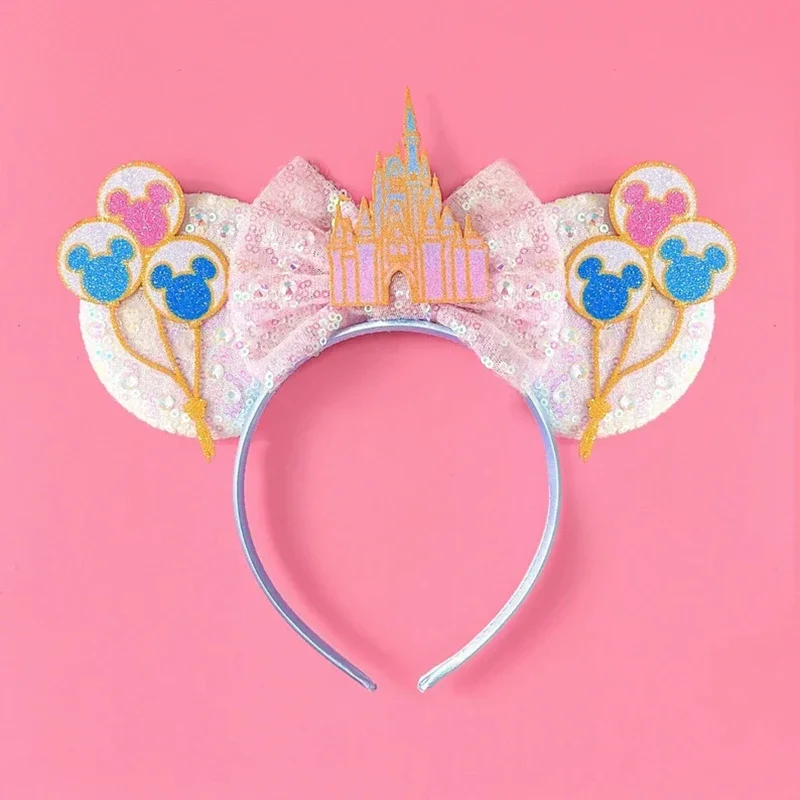 Minnie Mouse Hair Bands Girls Classics Mickey Big Ears Headbands Women Disneyland Pink Bow
