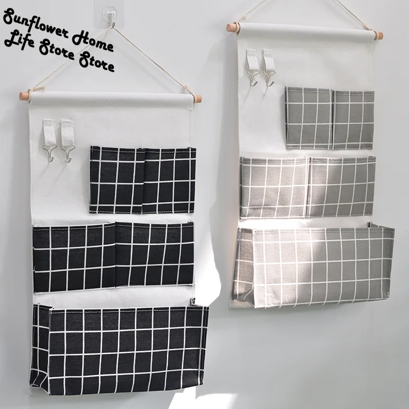 

Настенная сумка для хранения из хлопка и льна, подвесная сумка для хранения в шкафу, бюстгальтере, гардеробе, косметичка для ювелирных издел...