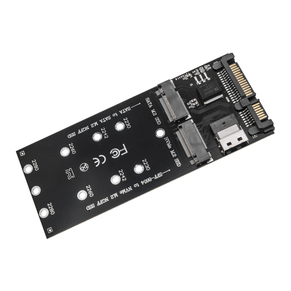Adaptateur M.2 vers SATA SFF-8654 vers M2 NVME SSD 22 broches SATA vers carte d'extension M2 adaptateur combiné 2 en 1 pour carte mère de bureau PC