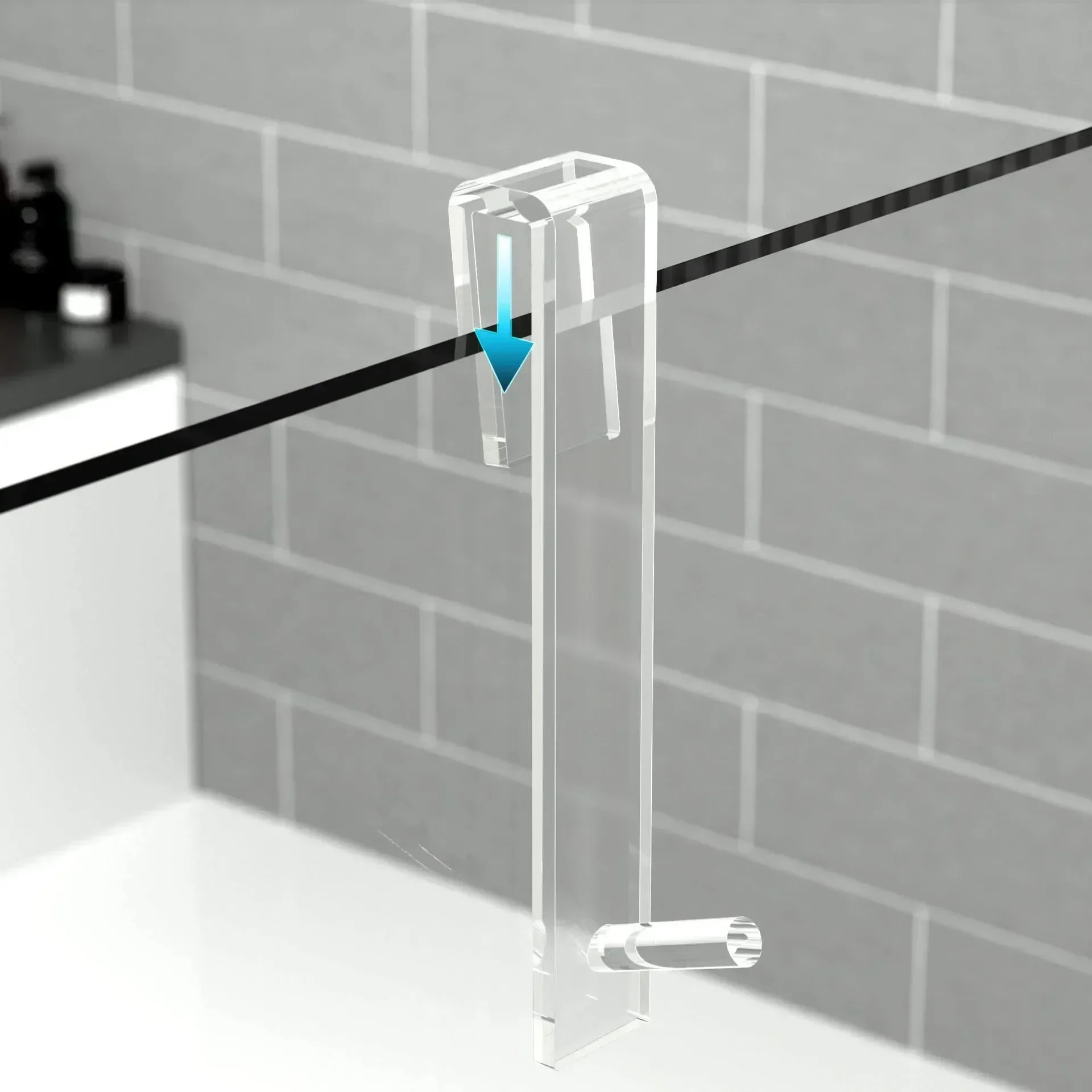 Acrylic Bathroom Shower Door Hook Over Glass Door Shower Towel Rack Punch-Free Bathroom Bathrobe Hanger Transparent Towel Hooks 3