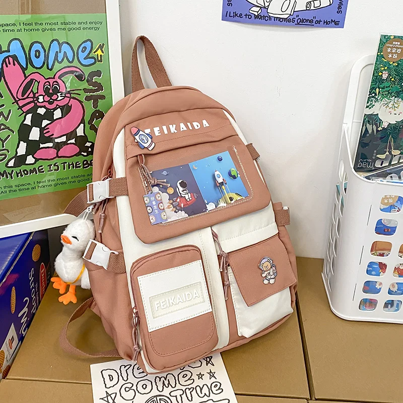 

2022 New summer schoolbag for junior high school girls lovely colorBackpack for Student Female Girls Kawaii Laptop Book Pack