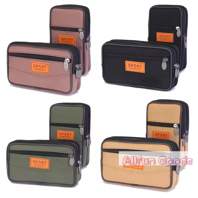 Men's Dual-Layer Canvas Waist Pack - Outdoor Casual Belt Pouch