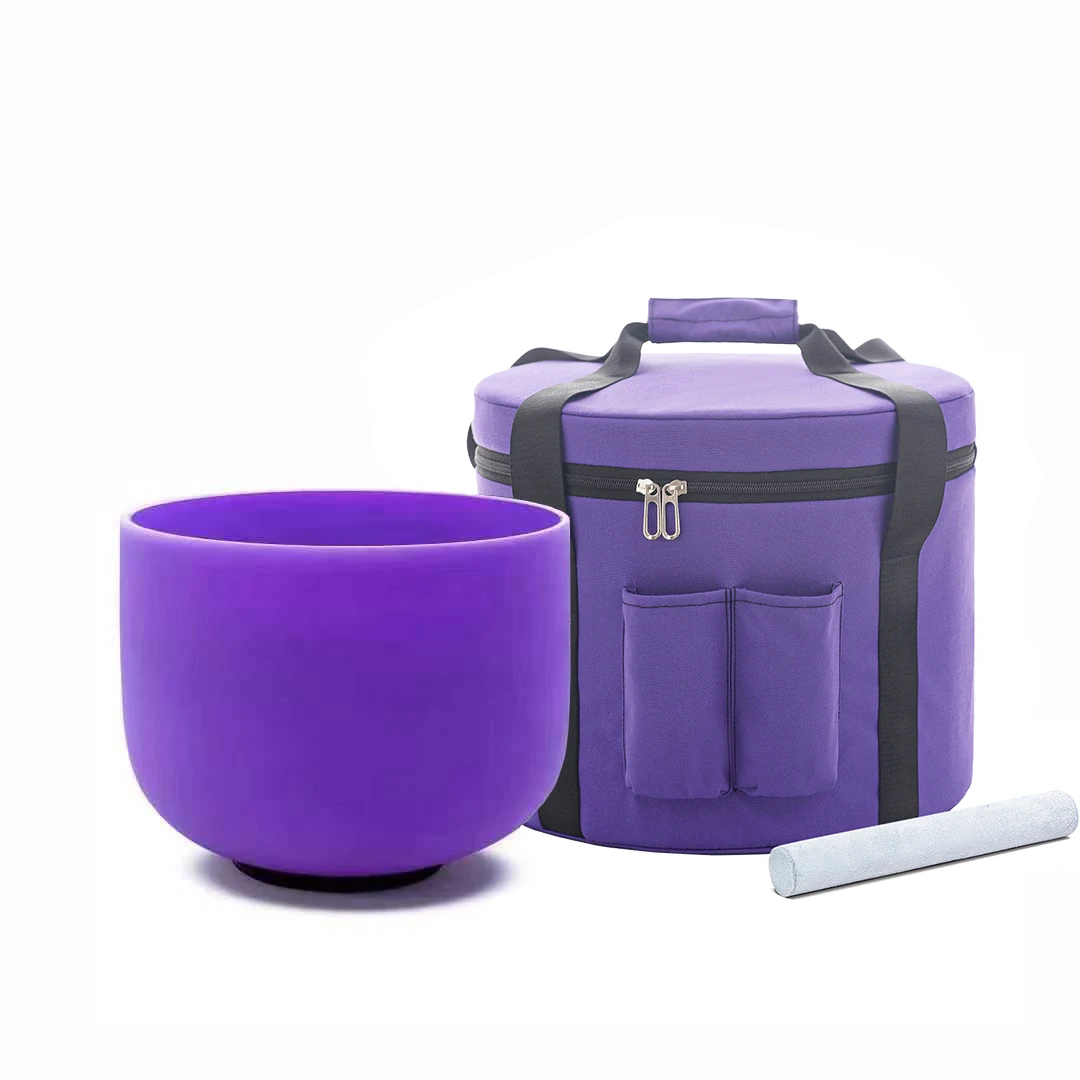 

Hye-eun 10 inch Crown Chakra Purple Color Frosted Quartz Crystal Singing Bowl B Note with Free mallet