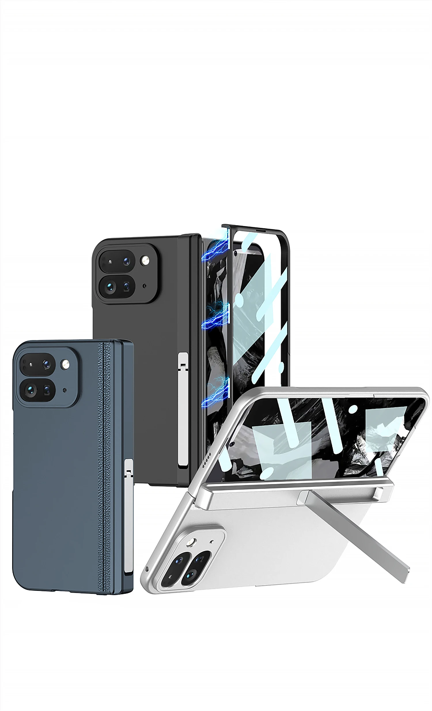 Magnetic Hinge Holder Shockproof Case For Google Pixel 9 Pro Fold Screen Glass P