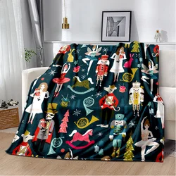 Cartoon Nutcracker Christmas Tree Soft Plush Blanket,Flannel Blanket Throw Blanket for Living Room Bedroom Bed Sofa Picnic Kids