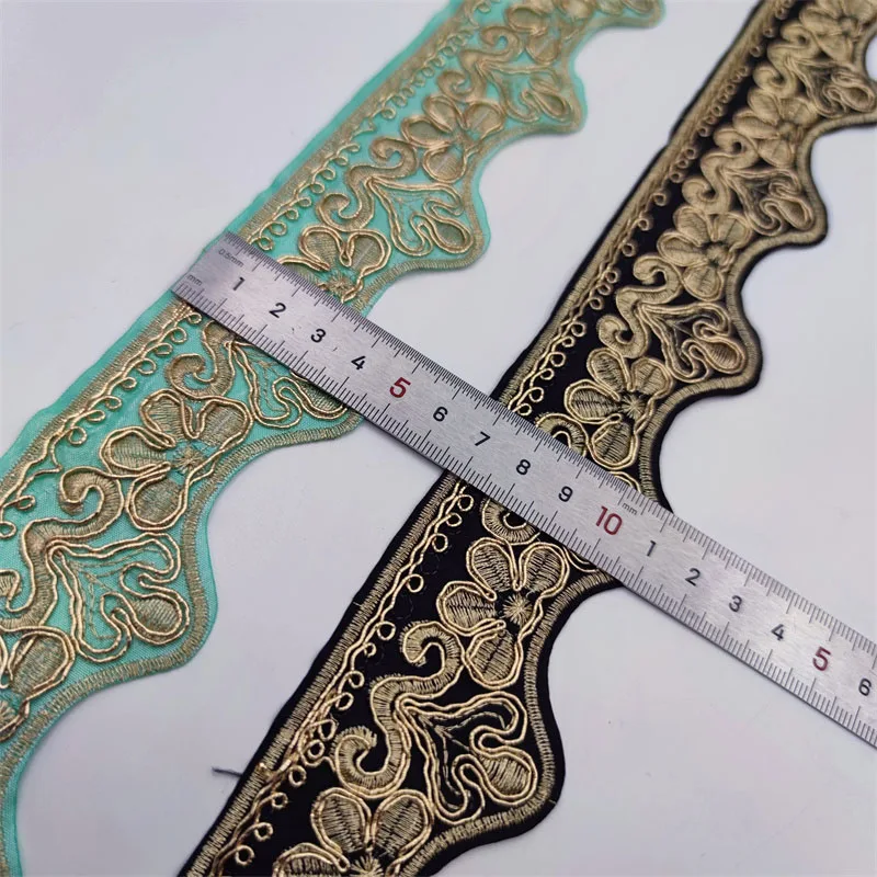 High Quality African Black Lace Fabric Gold Lace Trim DIY Embroidered For Sewing Decoration