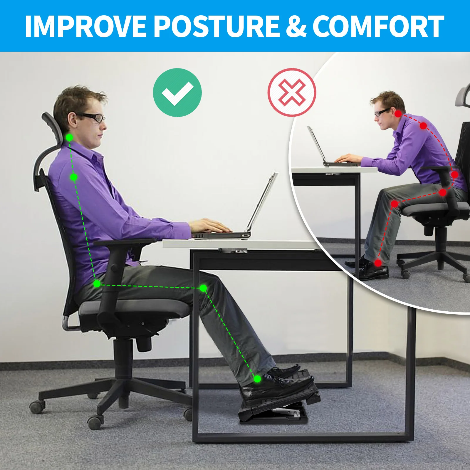 Scalebeard Foot Rest Strong Load-bearing Ergonomic Foldable Footrest Home Office Gaming Universal Non-slip Adjustable Footstool adjustable footrest