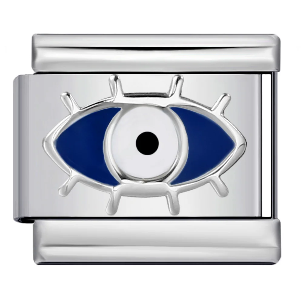 GEMOSA Einfaches blaues Herz, rund, Ellipse, Schmetterling, Stern, italienischer Charm-Link, passend für 9 mm Edelstahl-Armbänder, DIY-Herstellung von Perlen – Detail 4