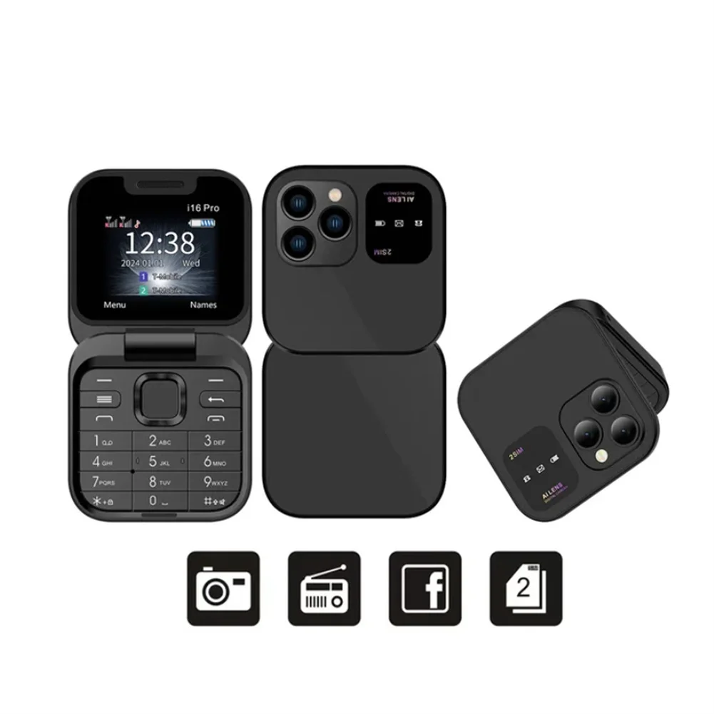Mobile Phones Small Foldable Auto Call Record Speed Dial Dual SIM Card High Definition Rear Camera Flip Telephones