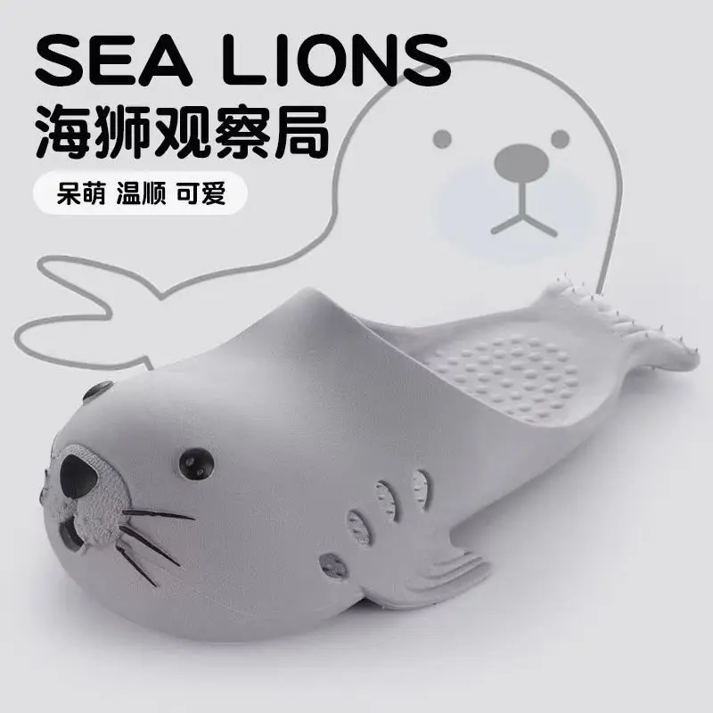New Summer Women's Slippers Sea Lion Hole Shoes Ins Cartoon Cute