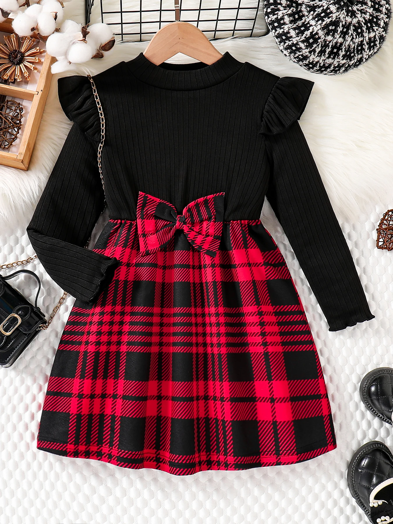 Girls Plaid Wing Dress 1