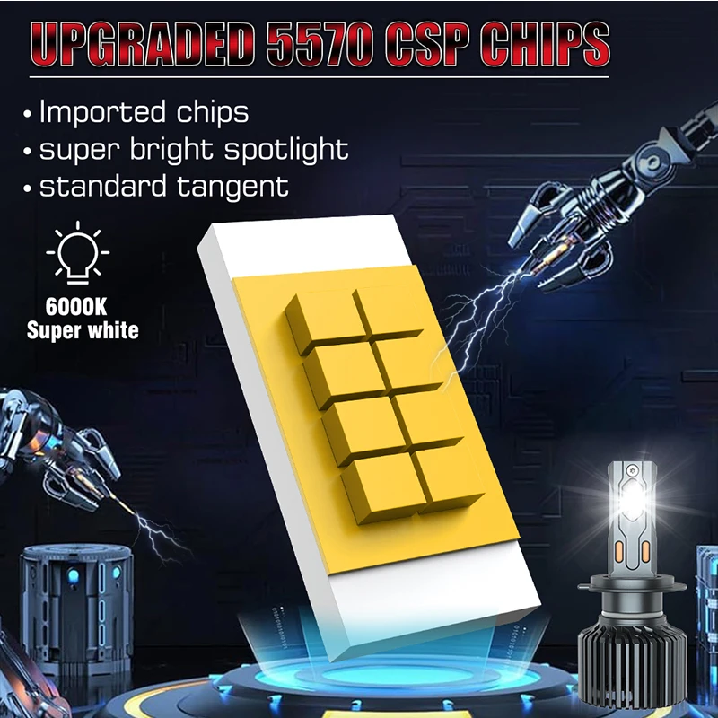 5000000LM 4800W H7 H4 LED 헤드라이트 CANBUS H11 H8 H9 9012 9006 9005 터보 5570 CSP 칩 자동차 전구 안개등 헤드램프 팬 포함 6000K