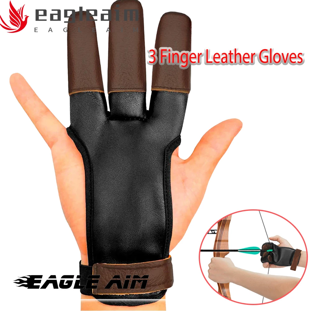 

Archery Glove Finger Tab Accessories-Leather Gloves For Recurve&Compound Bow-Three Finger Guard for Men Women&Youth Shooting
