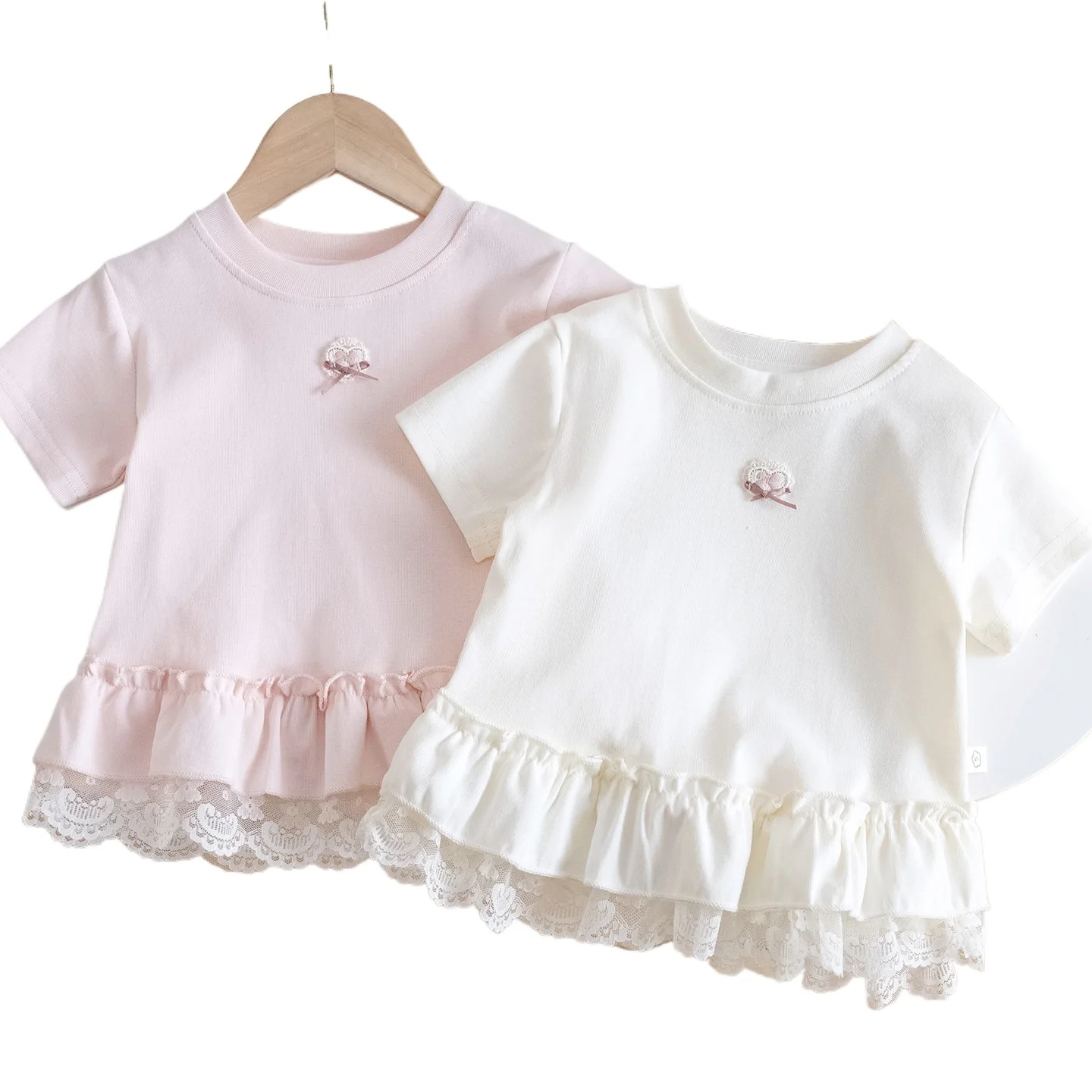 Girls T-shirt 2026 Summer New Style with Ruffled Hem Baby Cotton Breathable Top Baby Versatile Princess Thin Summer Clothes - 5