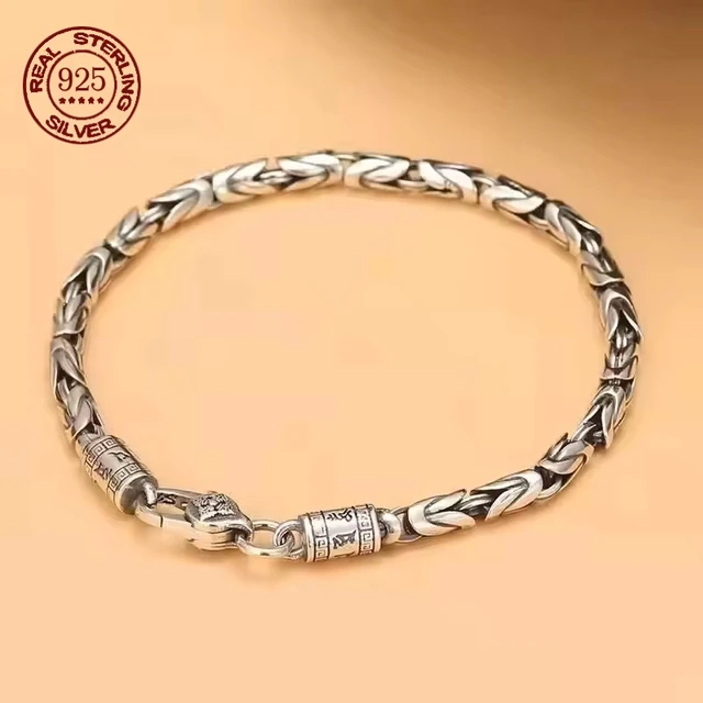 Bracelet en bambou en argent Sterling 925, approvisionnement Direct d'usine, mode style rétro pour hommes et femmes, personnalité punk, bijoux en bambou, cadeau 1