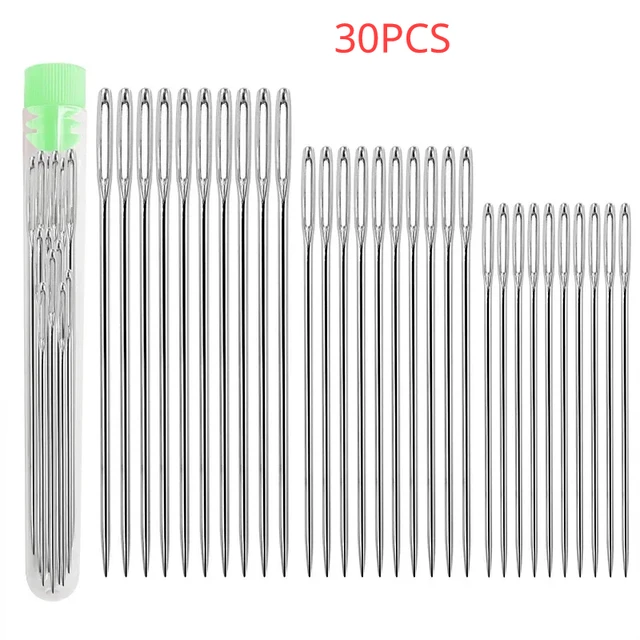Aiguilles à coudre à grands yeux, 30 pièces, aiguilles à coudre en cuir faites à la main, fil d'acier, aiguilles à tricoter, ensemble d'outils de couture 1