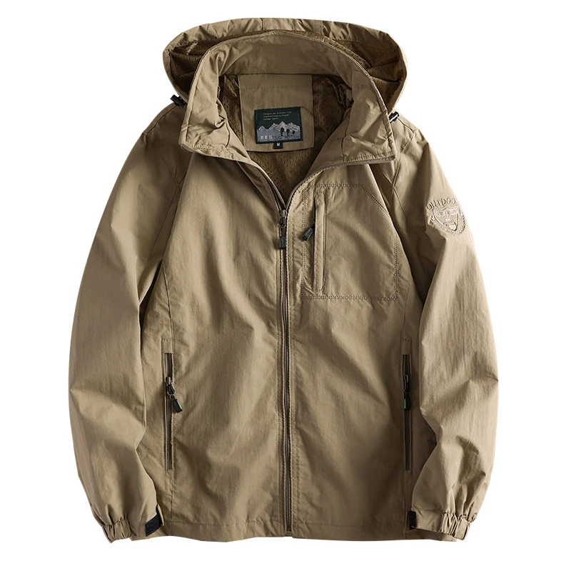 Elonglin Giacca Uomo Antivento E Impermeabile - Leggera Con Cappuccio - Per Primavera E Autunno - Tasche Con Zip - Taglie Dalla FR XS Alla 5XL
