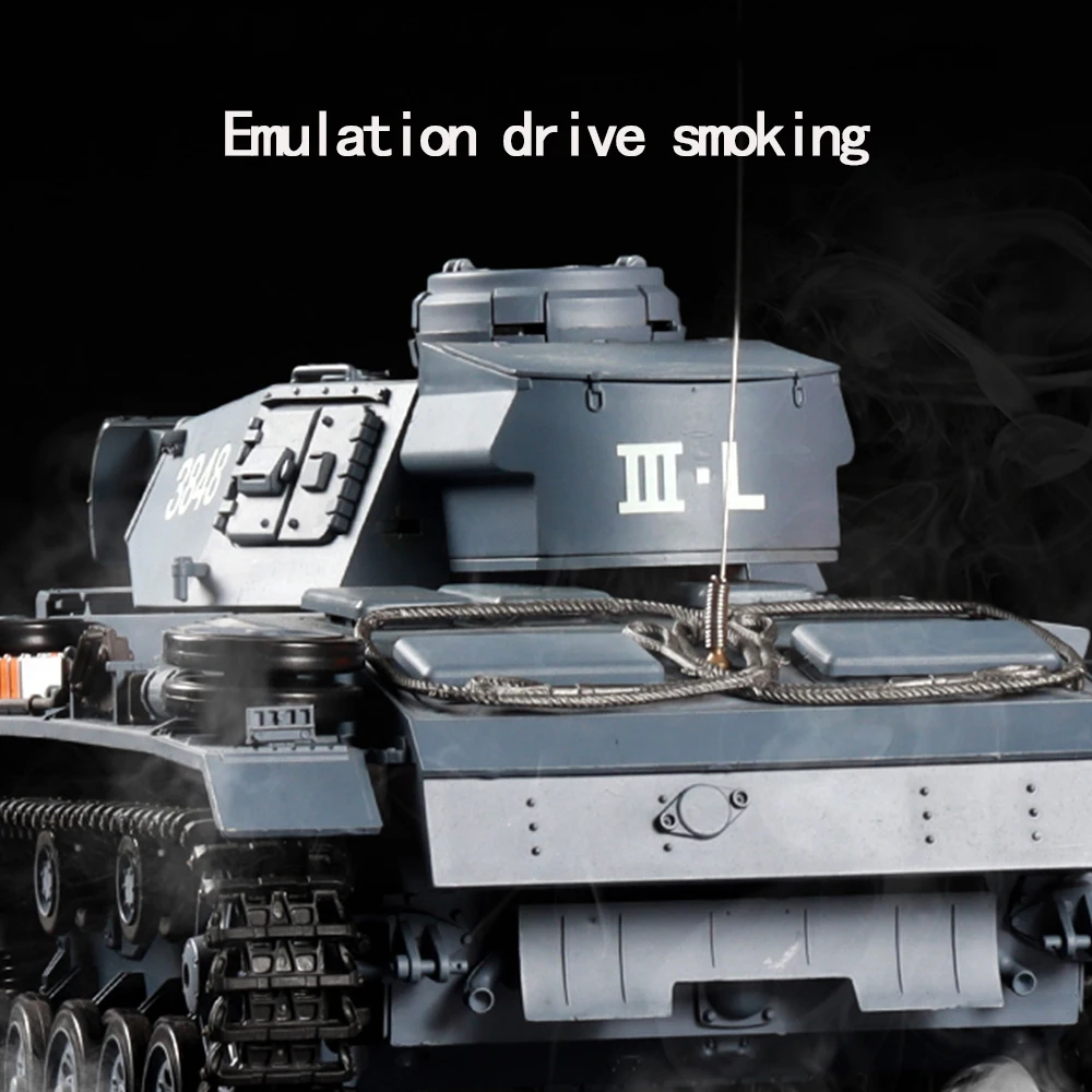 Henglong 3848 Military Germany Iii L-type Heavy Tank Simulation Bombing Infrared Warfare Large Remote Control Tank Model Boy Toy 4