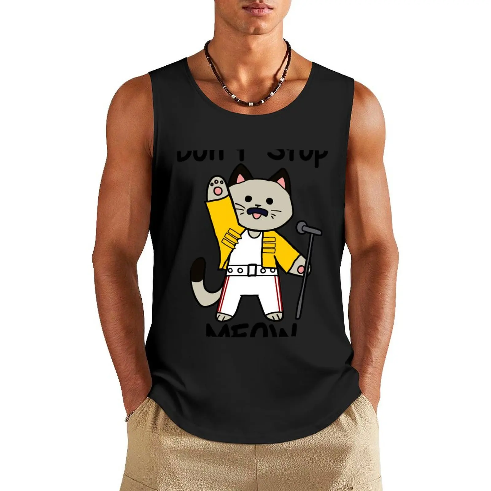 

Don′t Stop Meow Tank Top plain t-shirt Men's gym clothing t shirt gym